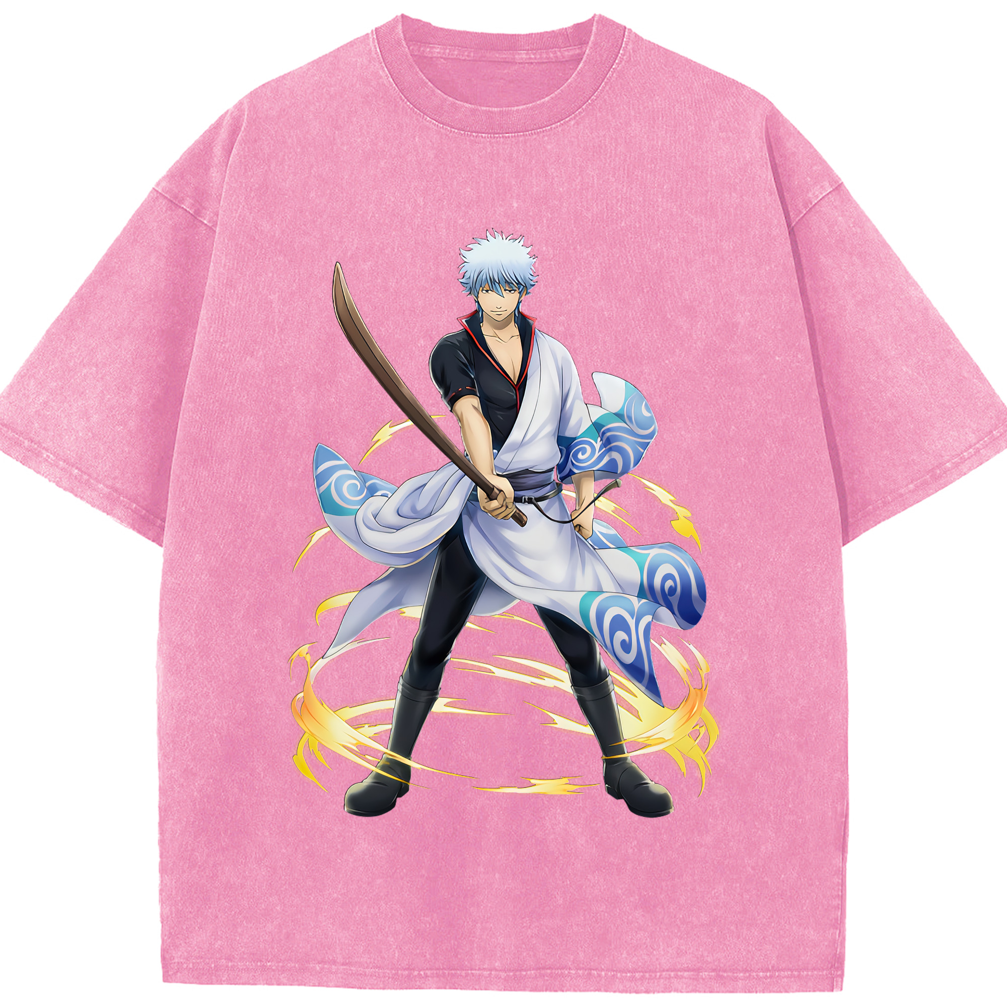 （画像用） ぎんたま 坂田銀時（さかたぎんとき） 神楽 志村新八（しむら しんぱち） GINTAMA Sakata Gintoki Kagura Shimura Shinpachi 綿100% ヴィンテージ風 半袖Tシャツ（フロントプリント）